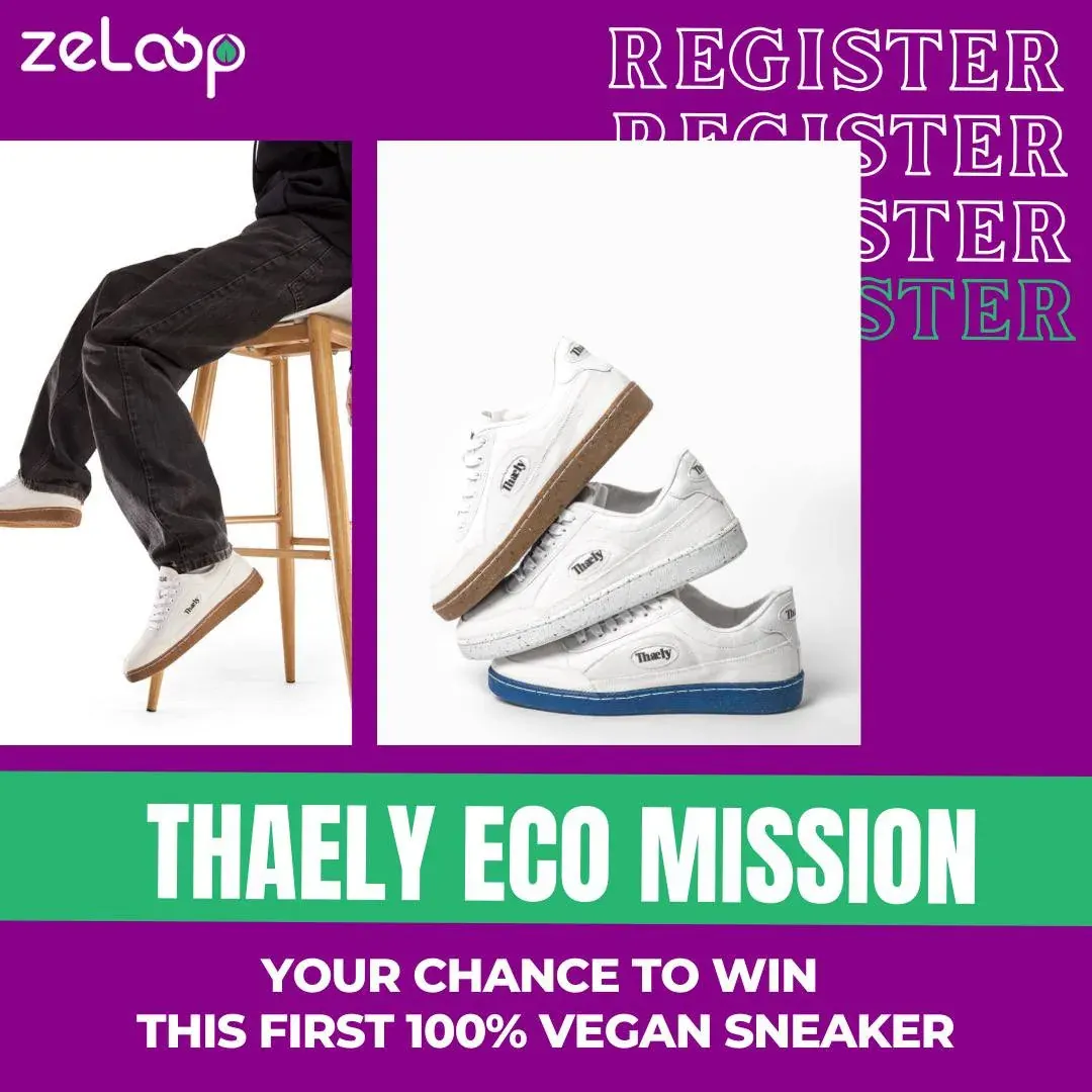 ZeLoop Eco Mission promotion featuring a chance to win a 100% vegan sneaker reward ZeLoop Eco Mission promotion featuring a chance to win a 100% vegan sneaker reward